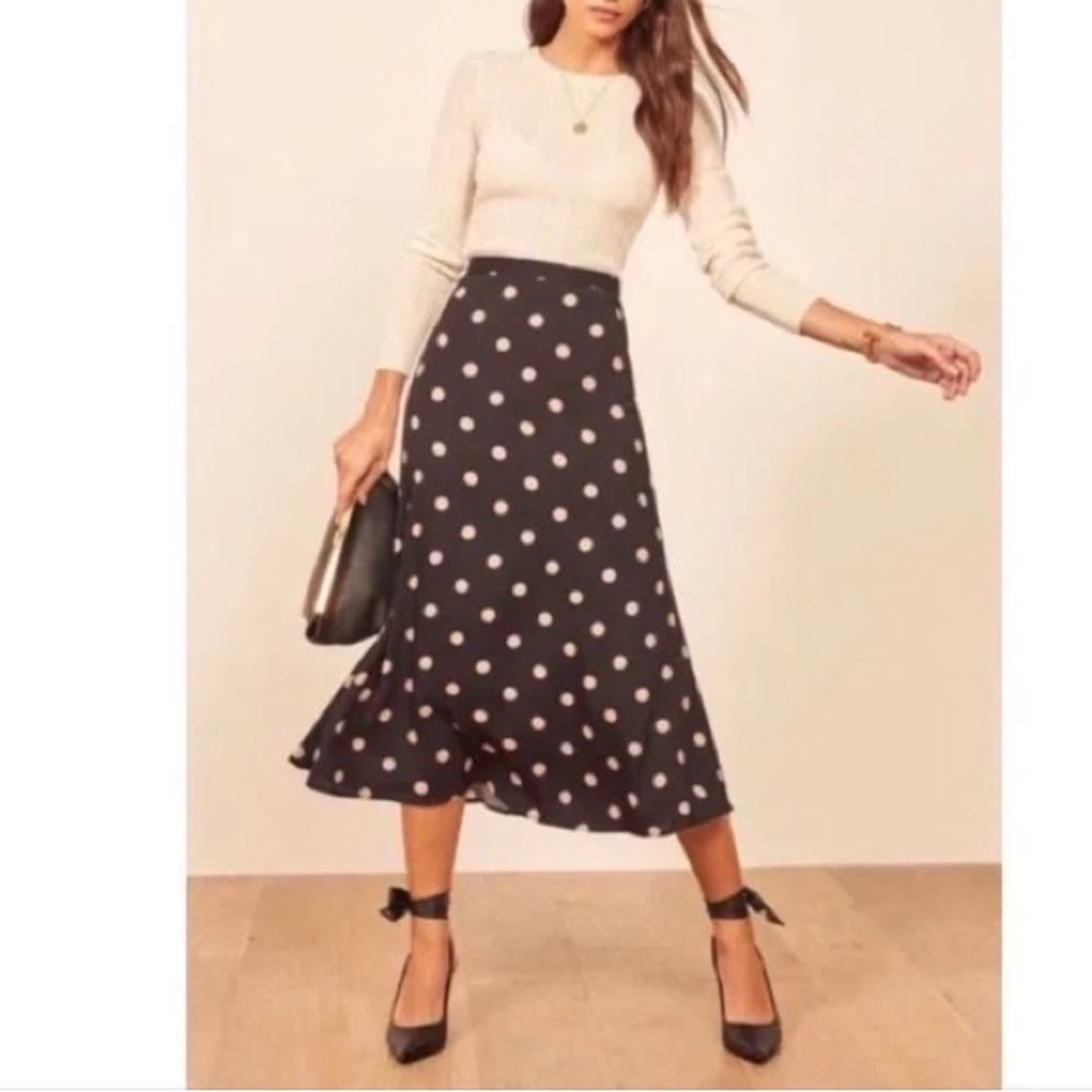 Reformation Polka Dot Print Knee-Length Skirt - Picture 2 of 5